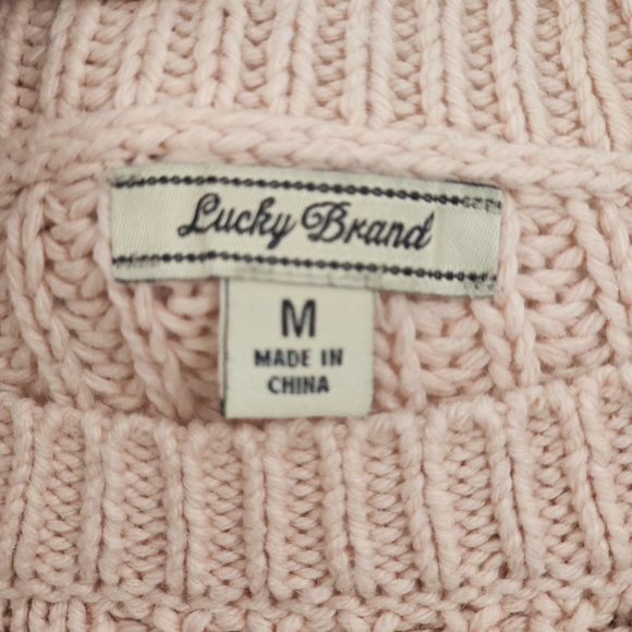 Lucky Brand light pink wool blend crochet sweater size M - Picture 3 of 8